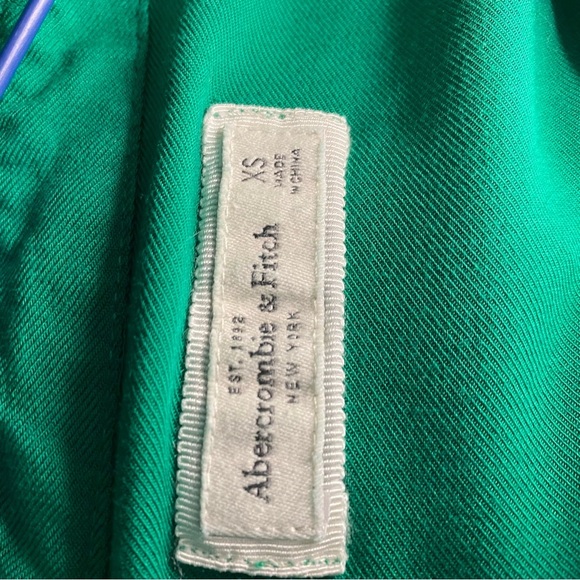 Abercrombie & Fitch Long Sleeve Lace Shoulder Emerald Green Y2K Button Shirt XS - Picture 6 of 10